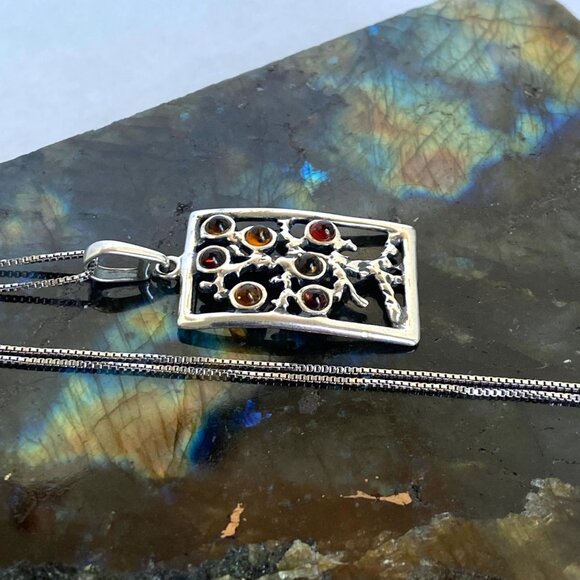 Sterling Silver 925 Multicolored Baltic Amber Tree Of Life Pendant Necklace 18" - Picture 16 of 16